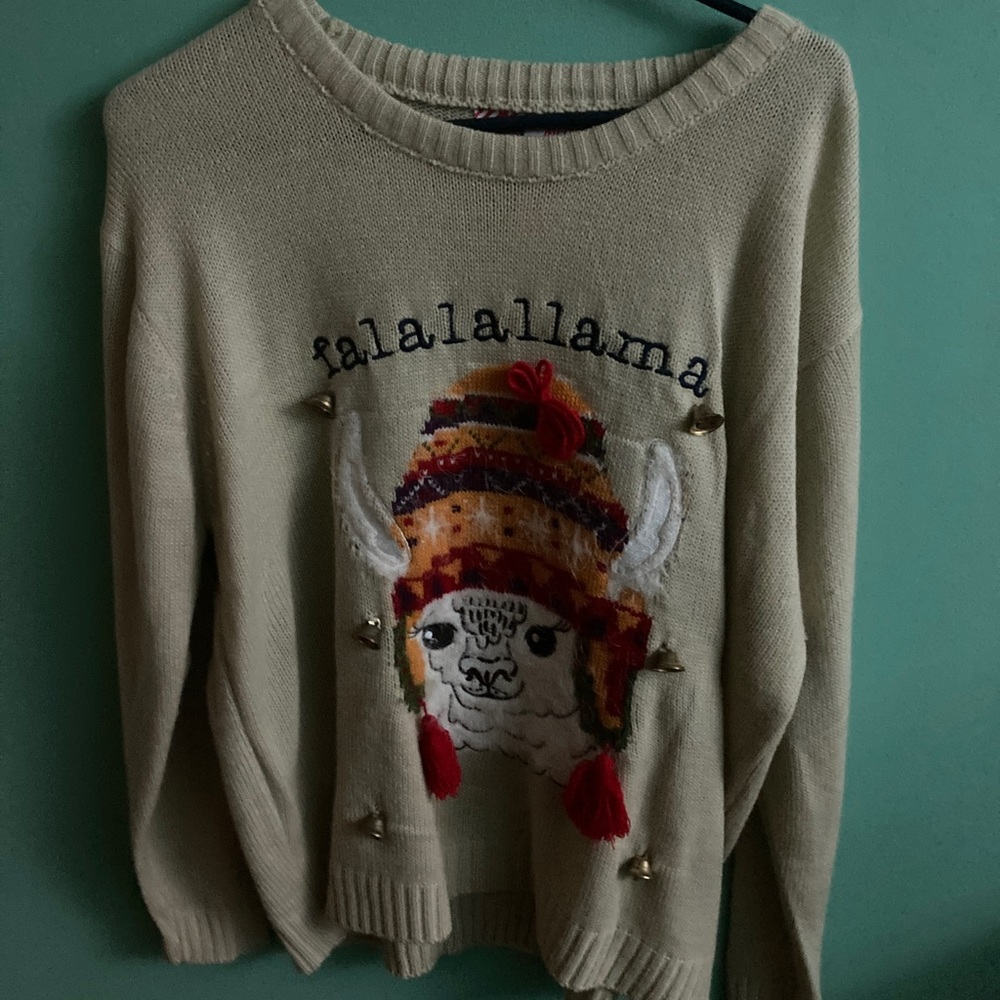Llama Christmas Sweater with Bells